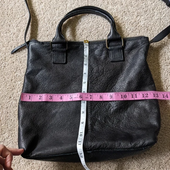 American Leather Co. Jamestown Black Double Top Handle Shoulder Crossbody Bag - Picture 12 of 16